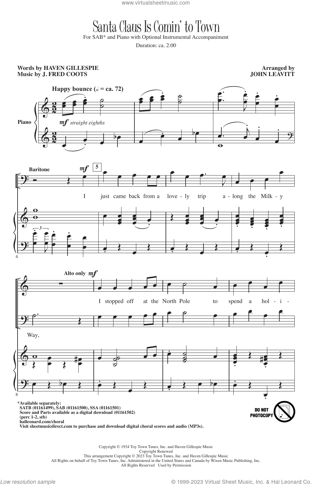 Santa Claus Is Comin' To Town (arr. John Leavitt)