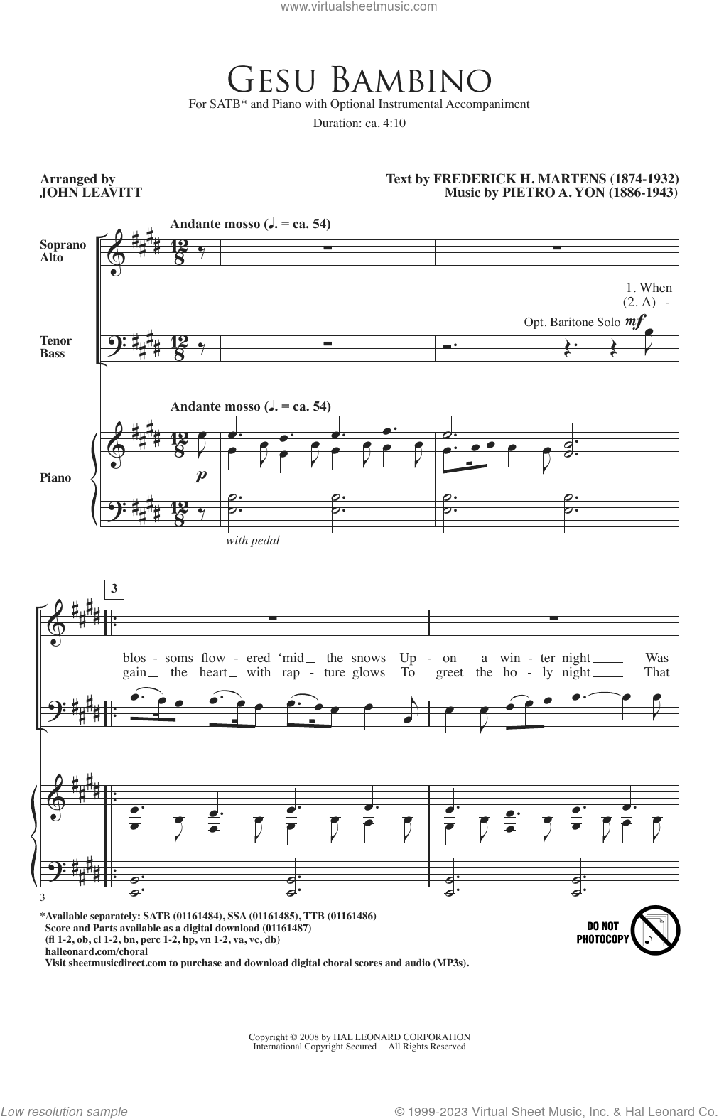 Gesu Bambino (arr. John Leavitt)