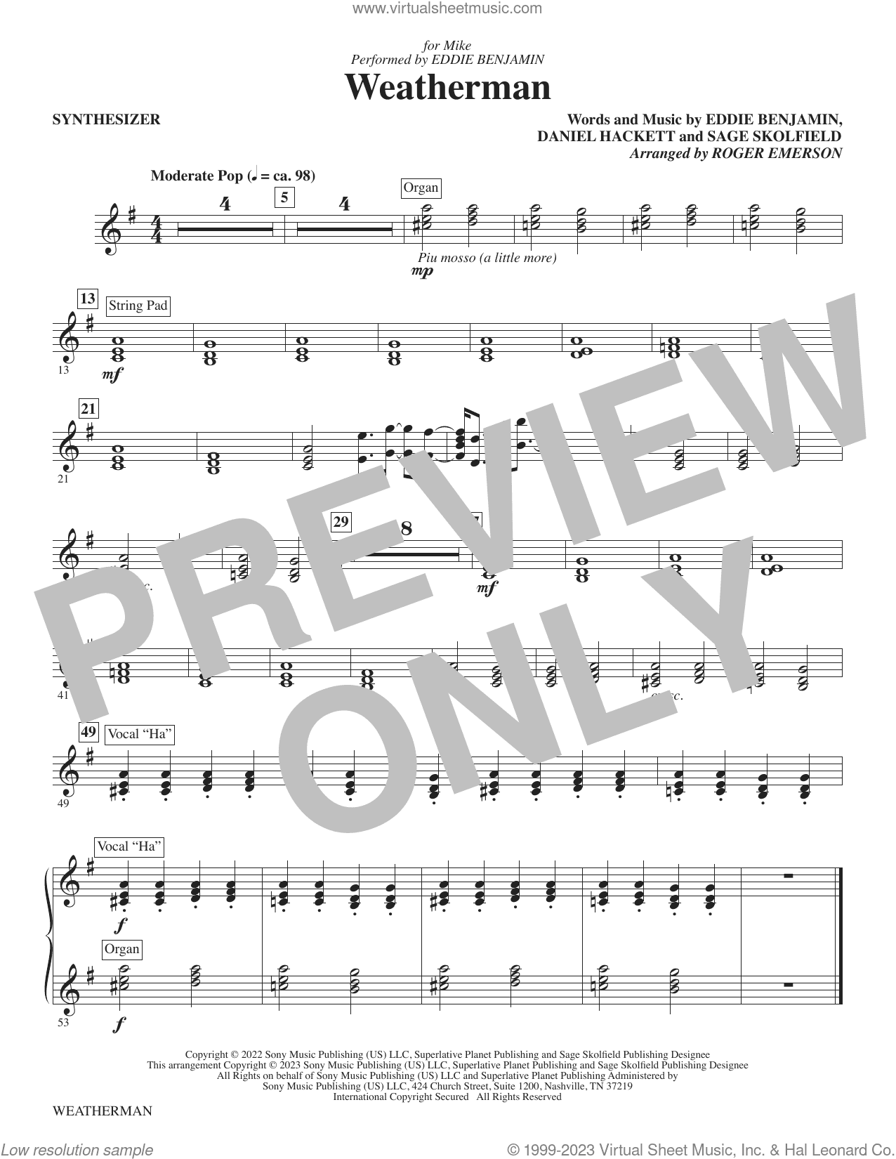 Weatherman (arr. Roger Emerson) (complete set of parts)