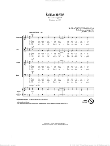 Fa Una Canzona (arr. John Leavitt)