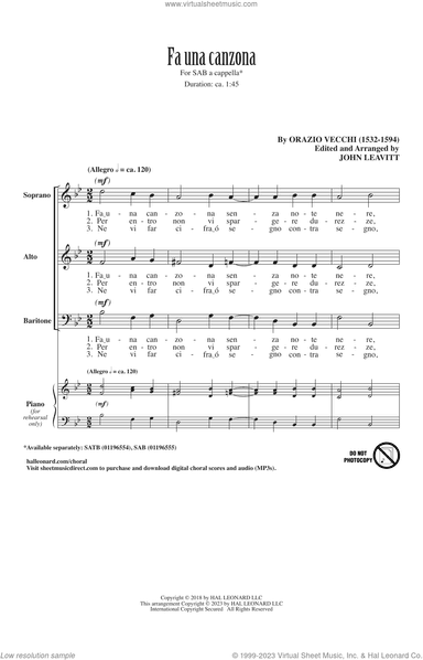 Fa Una Canzona (arr. John Leavitt)