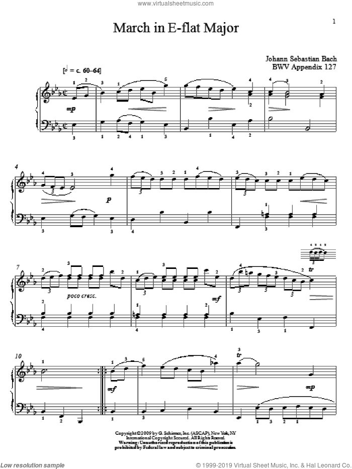 March In E-Flat Major, BWV App. 124