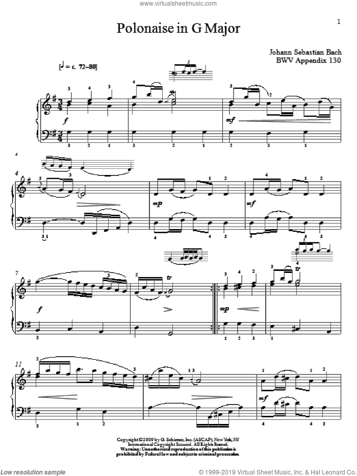 Polonaise In G Major, BWV App. 130