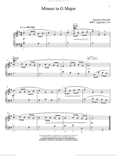 Menuet In G Major, BWV App. 114