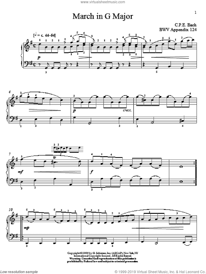 March In G Major, BWV App. 124