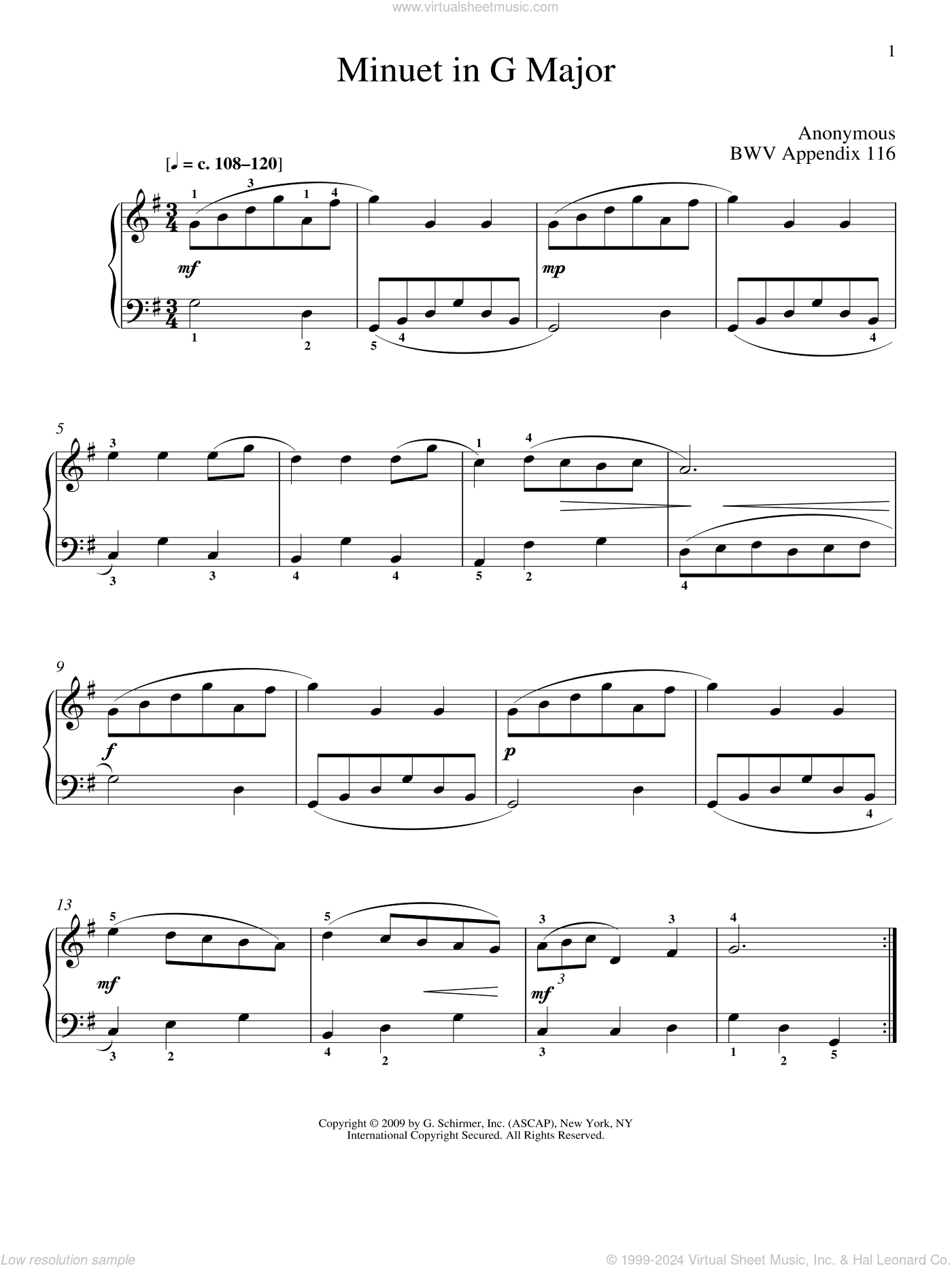 Menuet In G Major, BWV App. 116