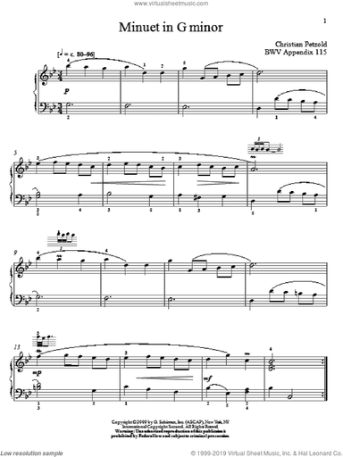 Menuet In G Minor, BWV App. 115