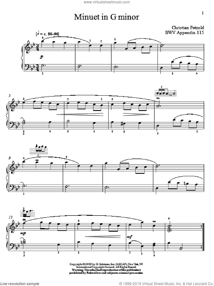 Menuet In G Minor, BWV App. 115