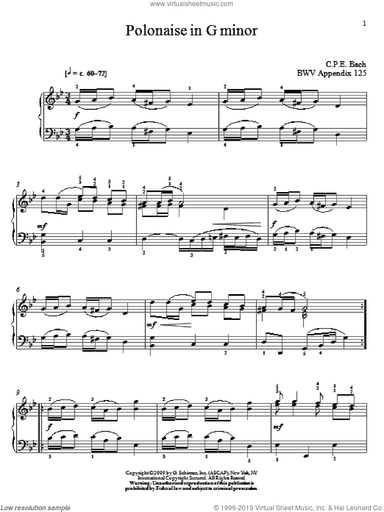 Polonaise In G Minor, BWV App. 125