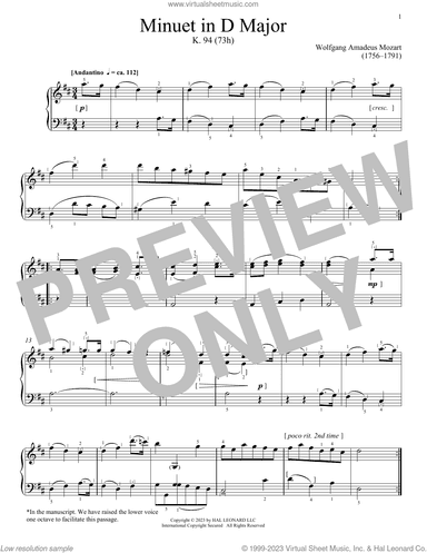 Minuet in D Major, K. 94 (73h)