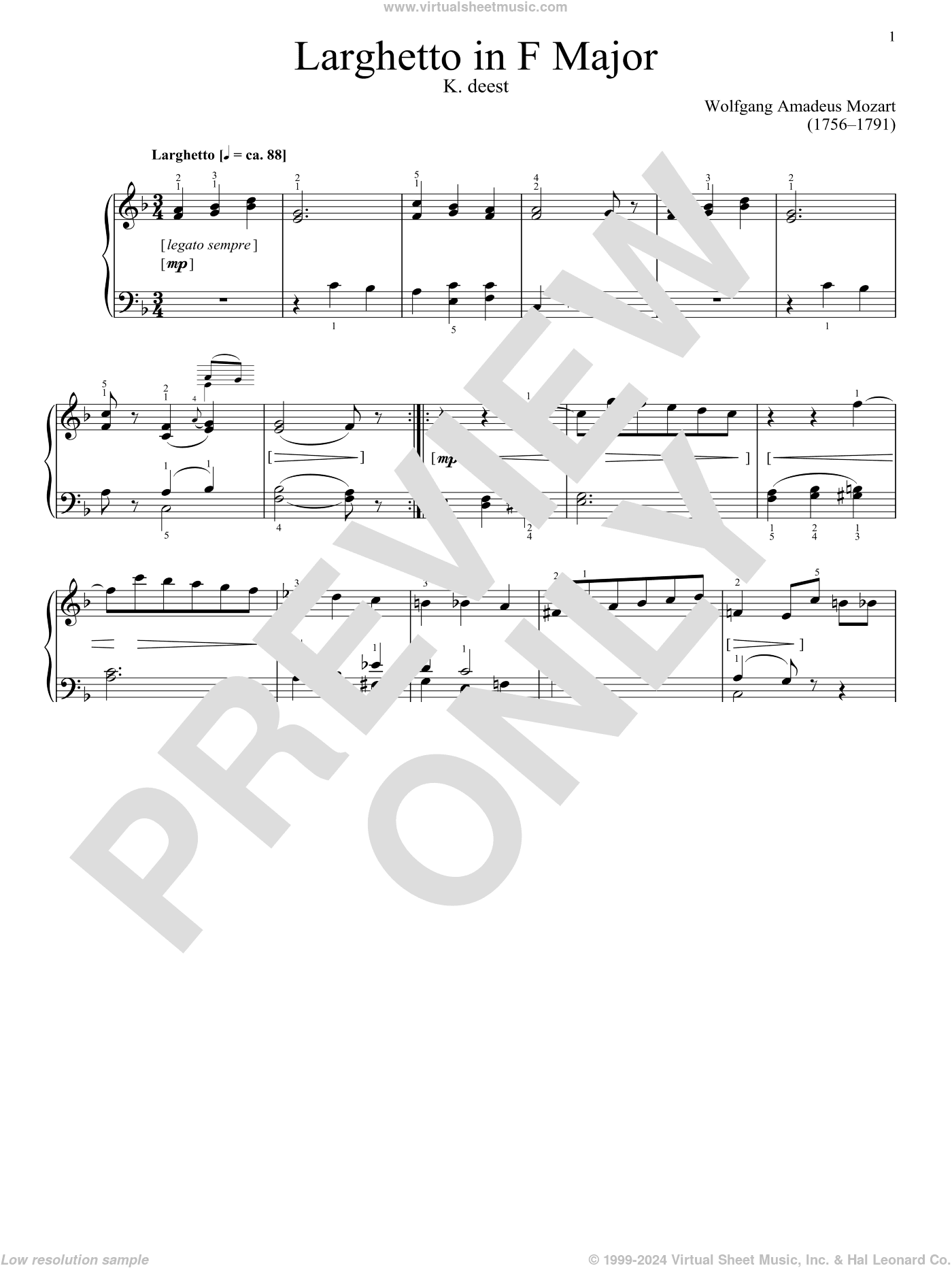 Larghetto in F Major, K. deest