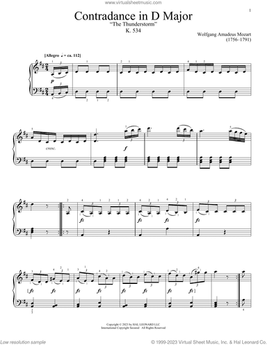 Contredance In D Major, K. 534