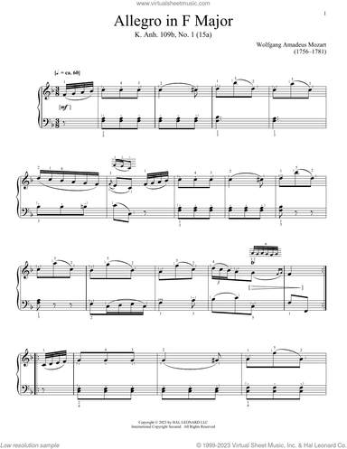 Allegro in F Major, K. Anh. 109, No. 1 (15a)
