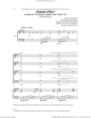 Mahalo Piha (A Medley of "The Queen's Jubilee" and "Aloha 'Oe")