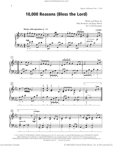 10,000 Reasons (Bless The Lord) (arr. Carol Tornquist)