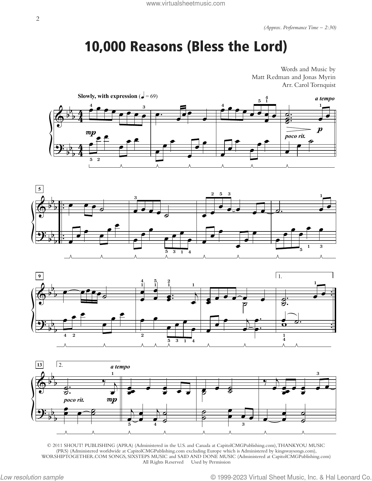 10,000 Reasons (Bless The Lord) (arr. Carol Tornquist)