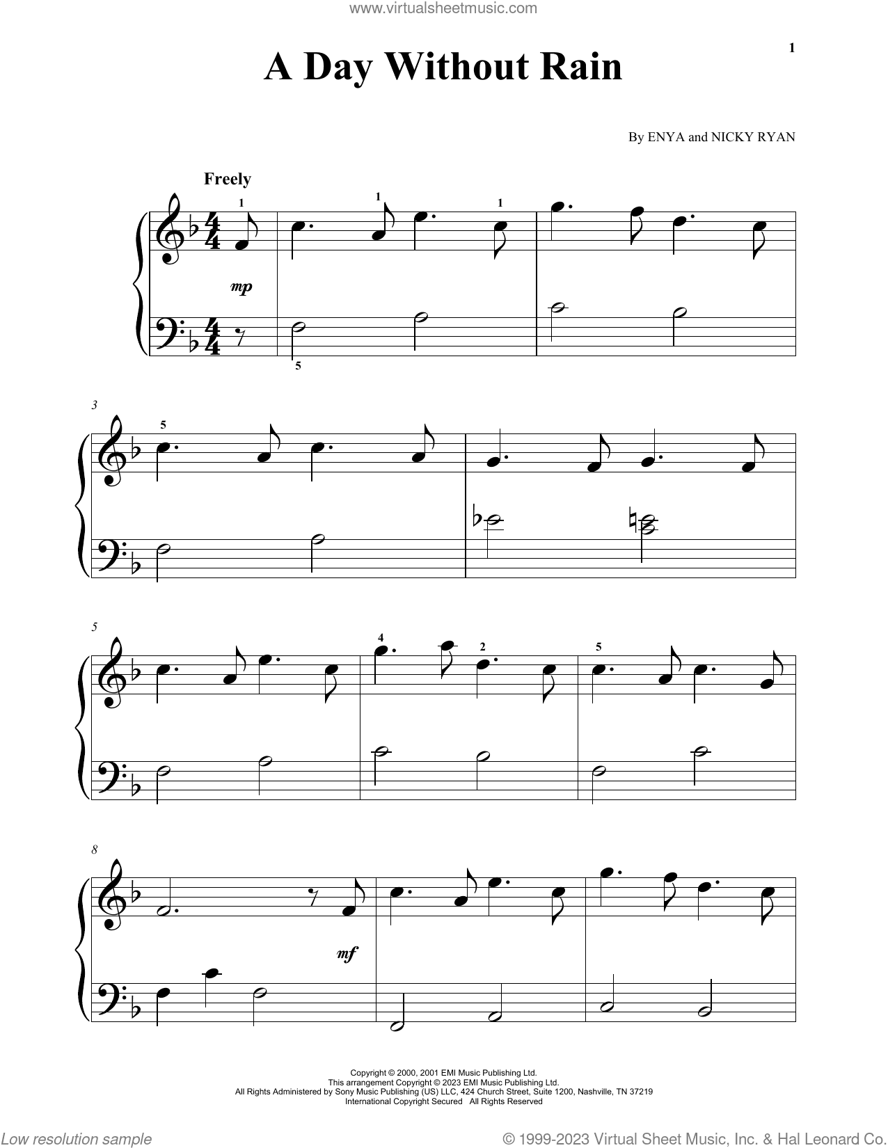 A Day Without Rain, (beginner)