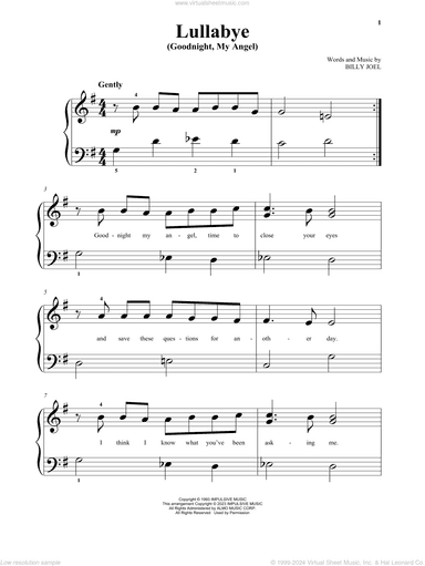 Lullabye (Goodnight, My Angel), (beginner)