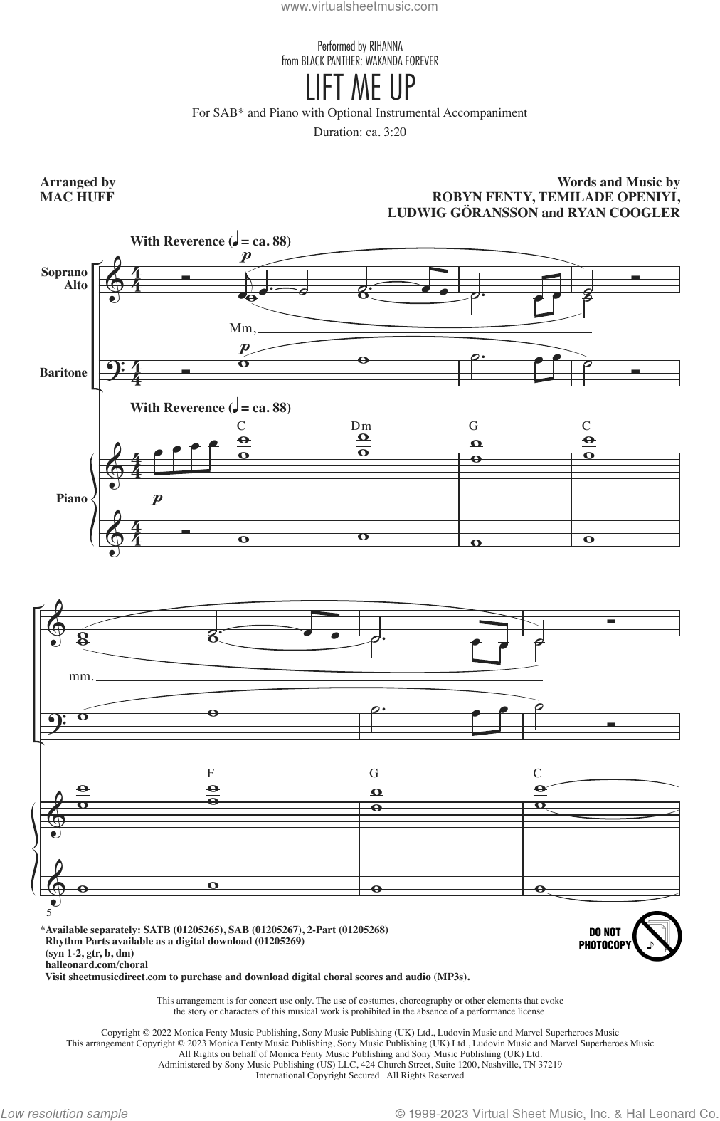Lift Me Up (from Black Panther: Wakanda Forever) (arr. Mac Huff)