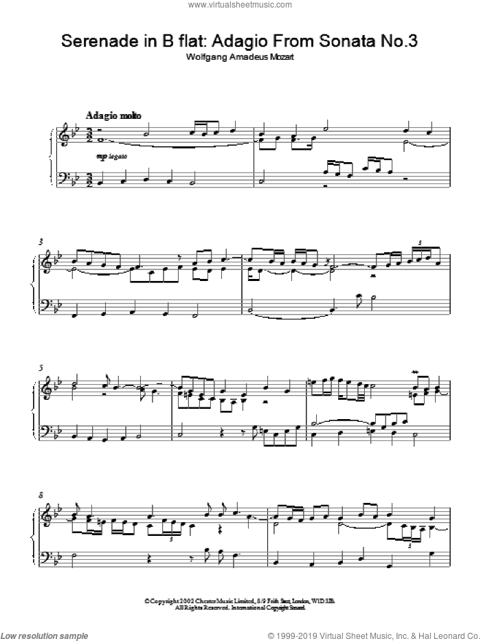 Serenade in B flat: Adagio From Sonata No.3
