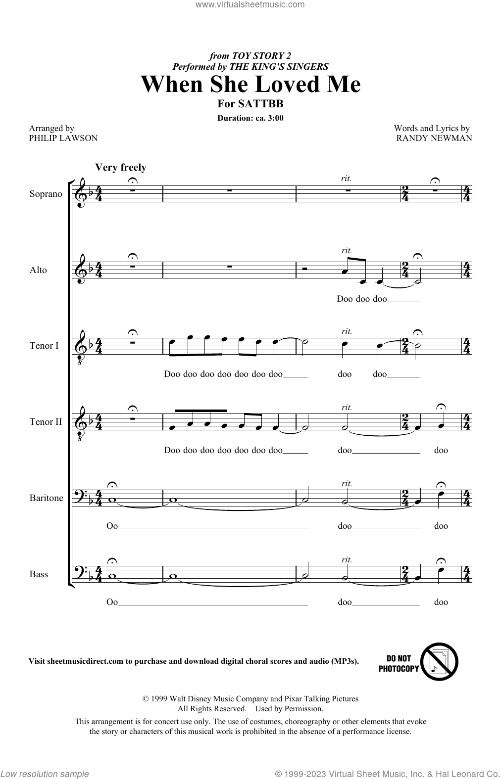 When She Loved Me (from Toy Story 2) (arr. Philip Lawson)