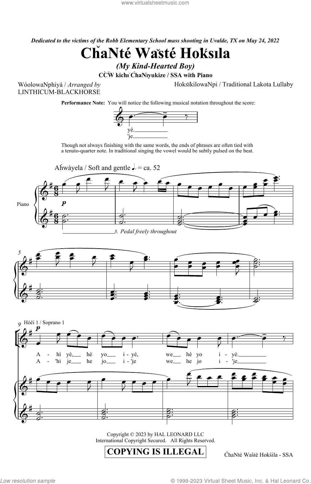 Chante Waste Hoksila (My Kind-Hearted Boy) (arr. Linthicum-Blackhorse)