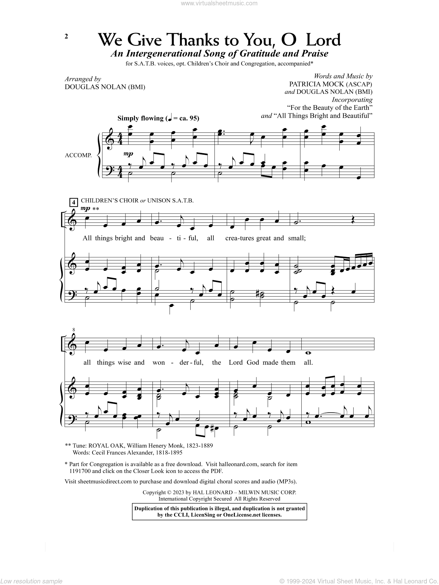 We Give Thanks To You, O Lord (arr. Douglas Nolan)