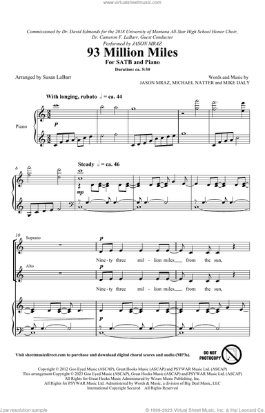 93 Million Miles (arr. Susan LaBarr)
