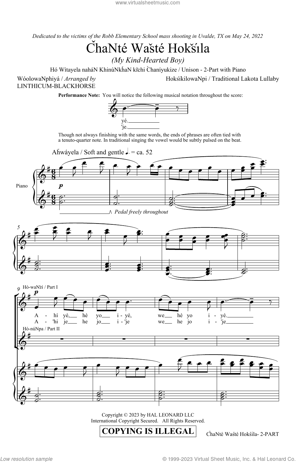 Chante Waste Hoksila (My Kind-Hearted Boy) (arr. Linthicum-Blackhorse)