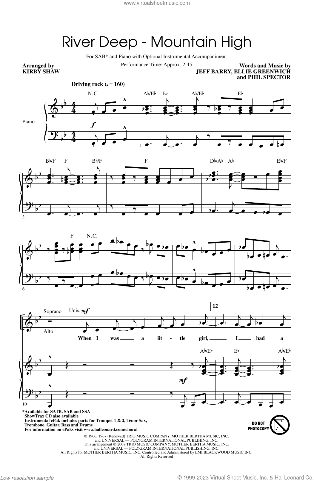 River Deep - Mountain High (arr. Kirby Shaw)