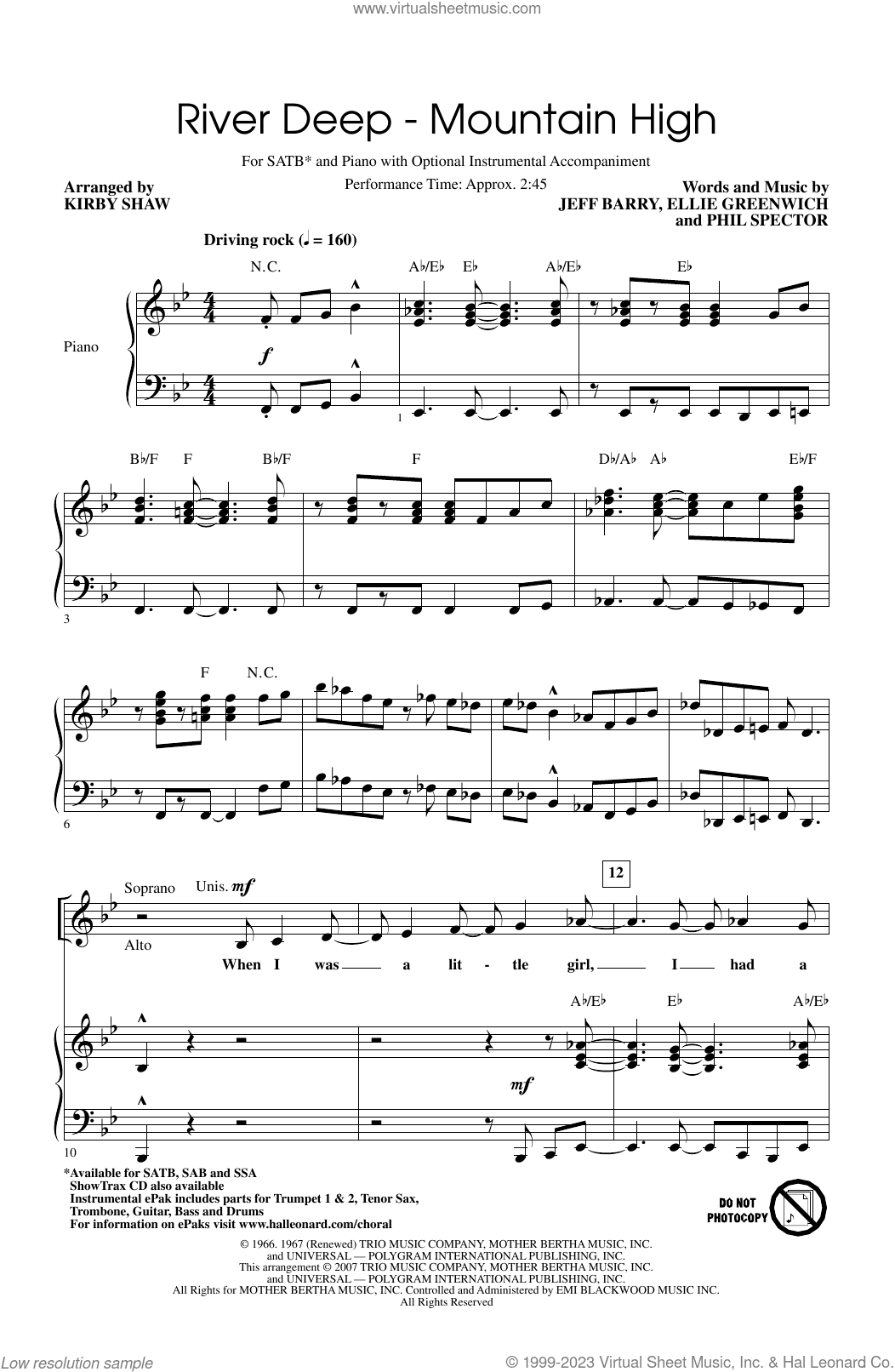 River Deep - Mountain High (arr. Kirby Shaw)