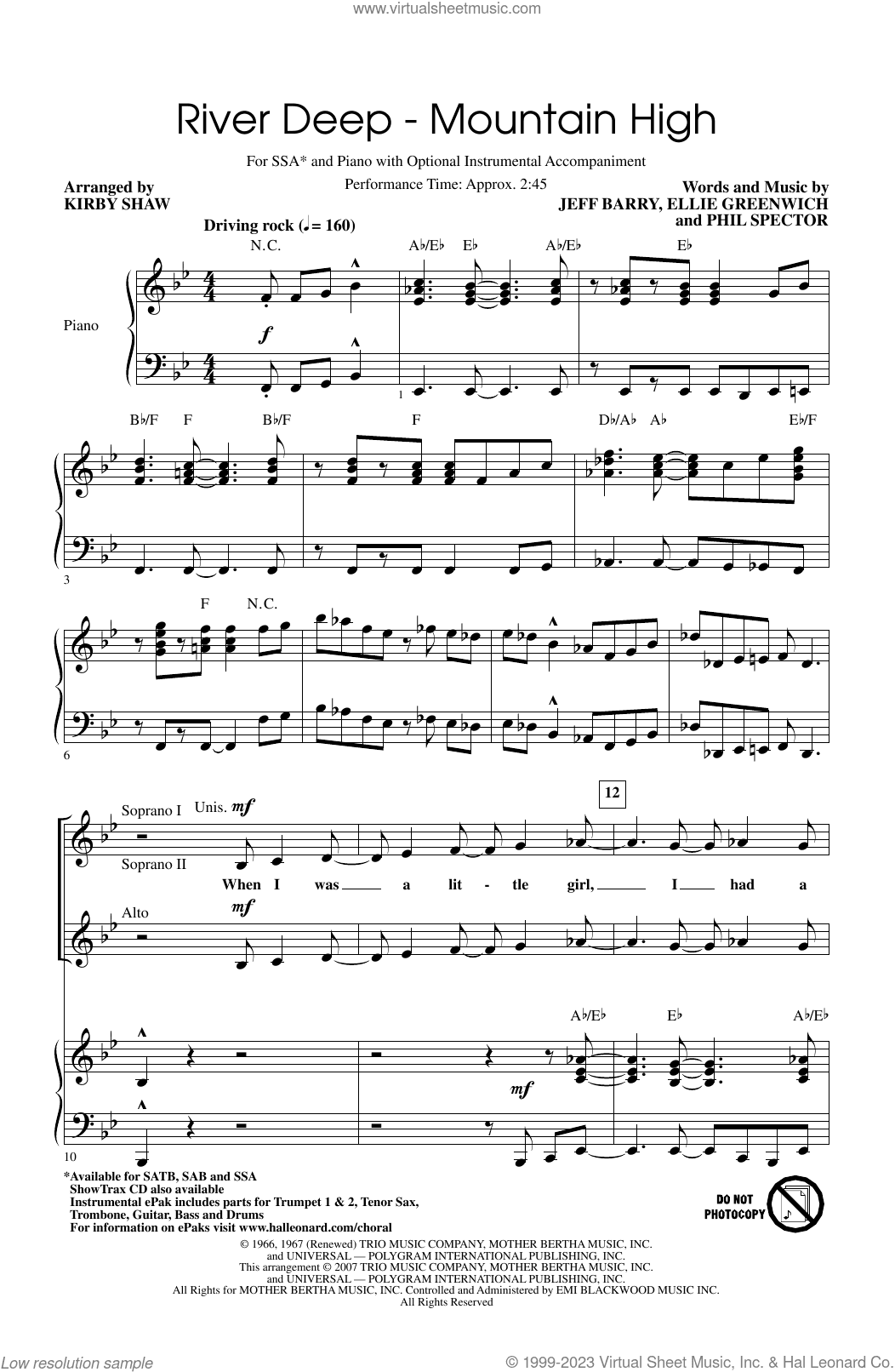River Deep - Mountain High (arr. Kirby Shaw)