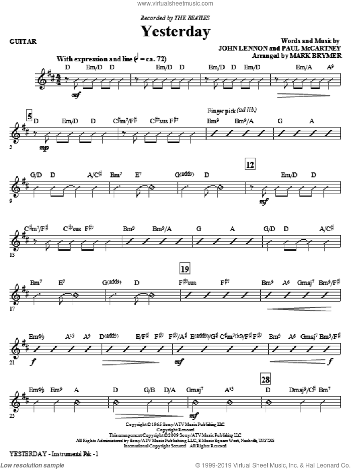 Yesterday (arr. Mark Brymer) (complete set of parts)