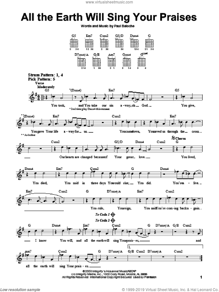 All The Earth Will Sing Your Praises