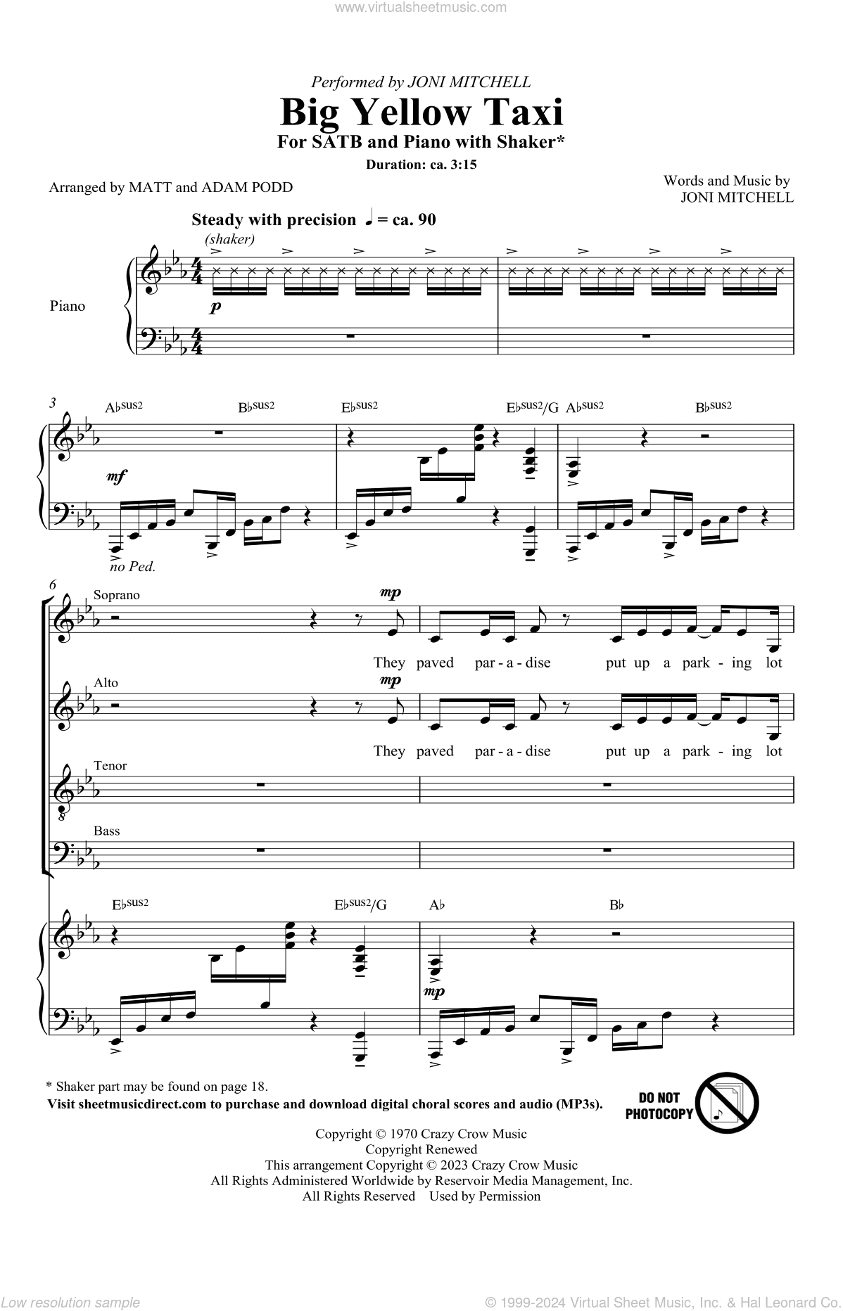 Big Yellow Taxi (arr. Adam and Matt Podd)