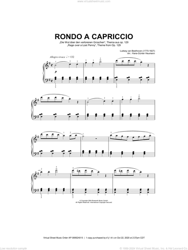 Rondo A Capriccio (Rage Over A Lost Penny), Theme from Op.129