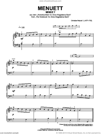 Minuet from Notebook For Anna Magdalena