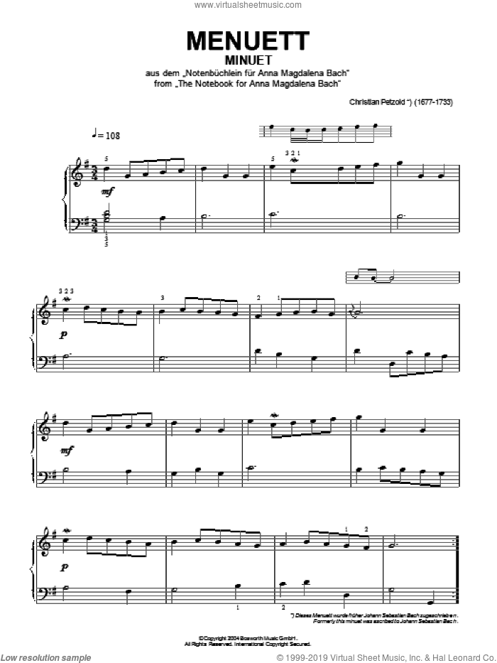 Minuet from Notebook For Anna Magdalena