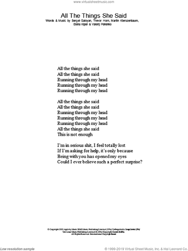All The Things She Said