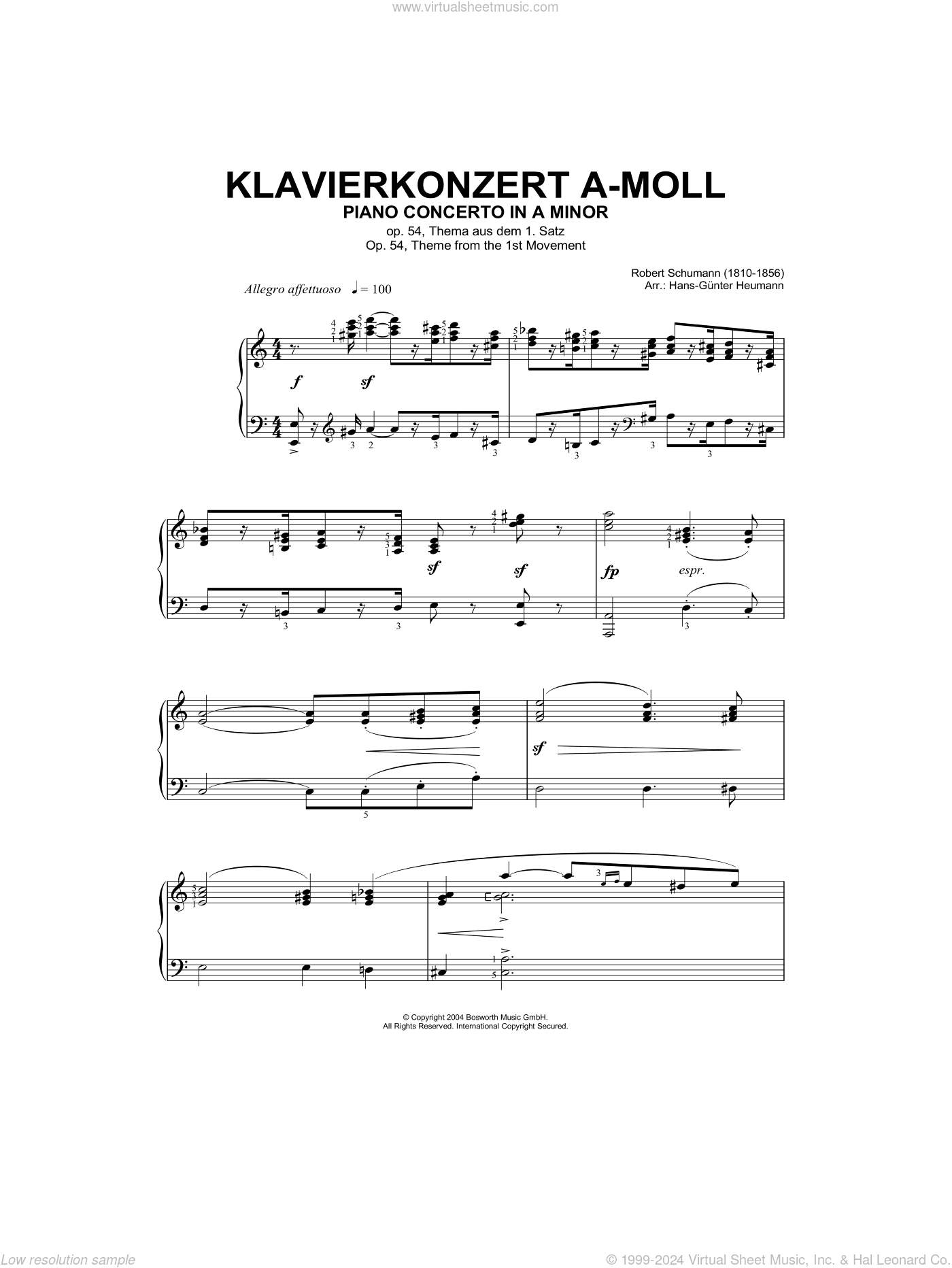 Piano Concerto In A Minor, Op.54, theme from the First Movement