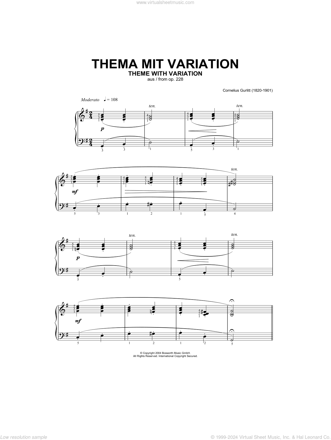 Theme With Variation, From Op.228