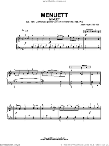 Minuet, From 12 Menuets Pour Le Clavecin Ou Pianoforte