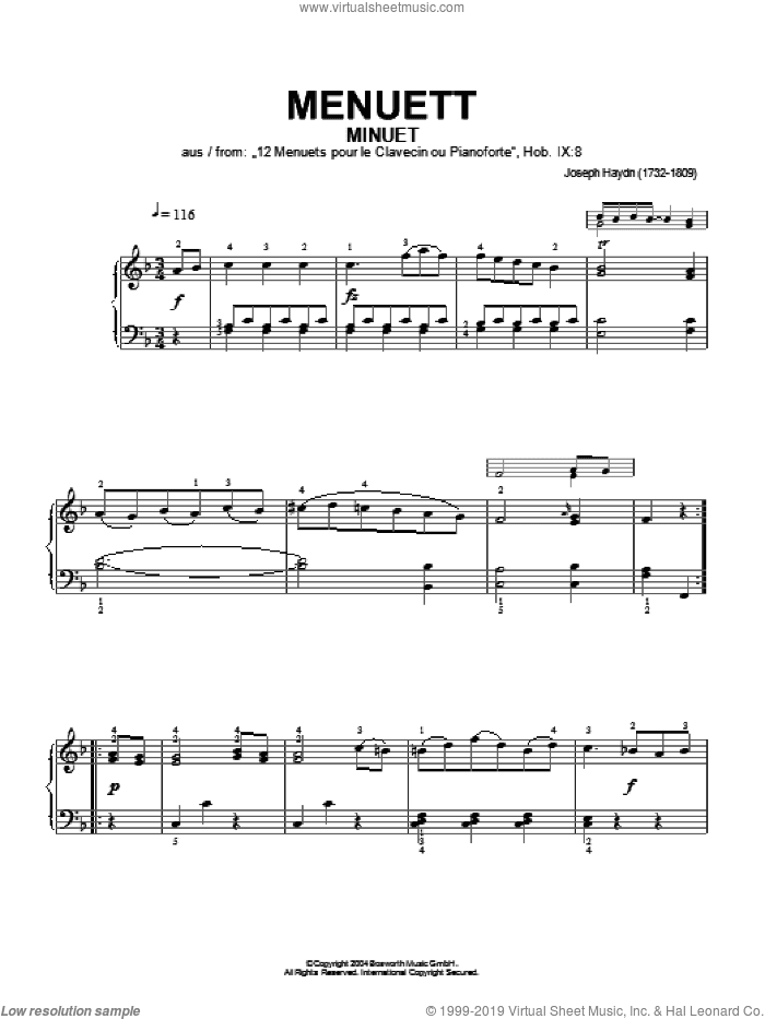 Minuet, From 12 Menuets Pour Le Clavecin Ou Pianoforte