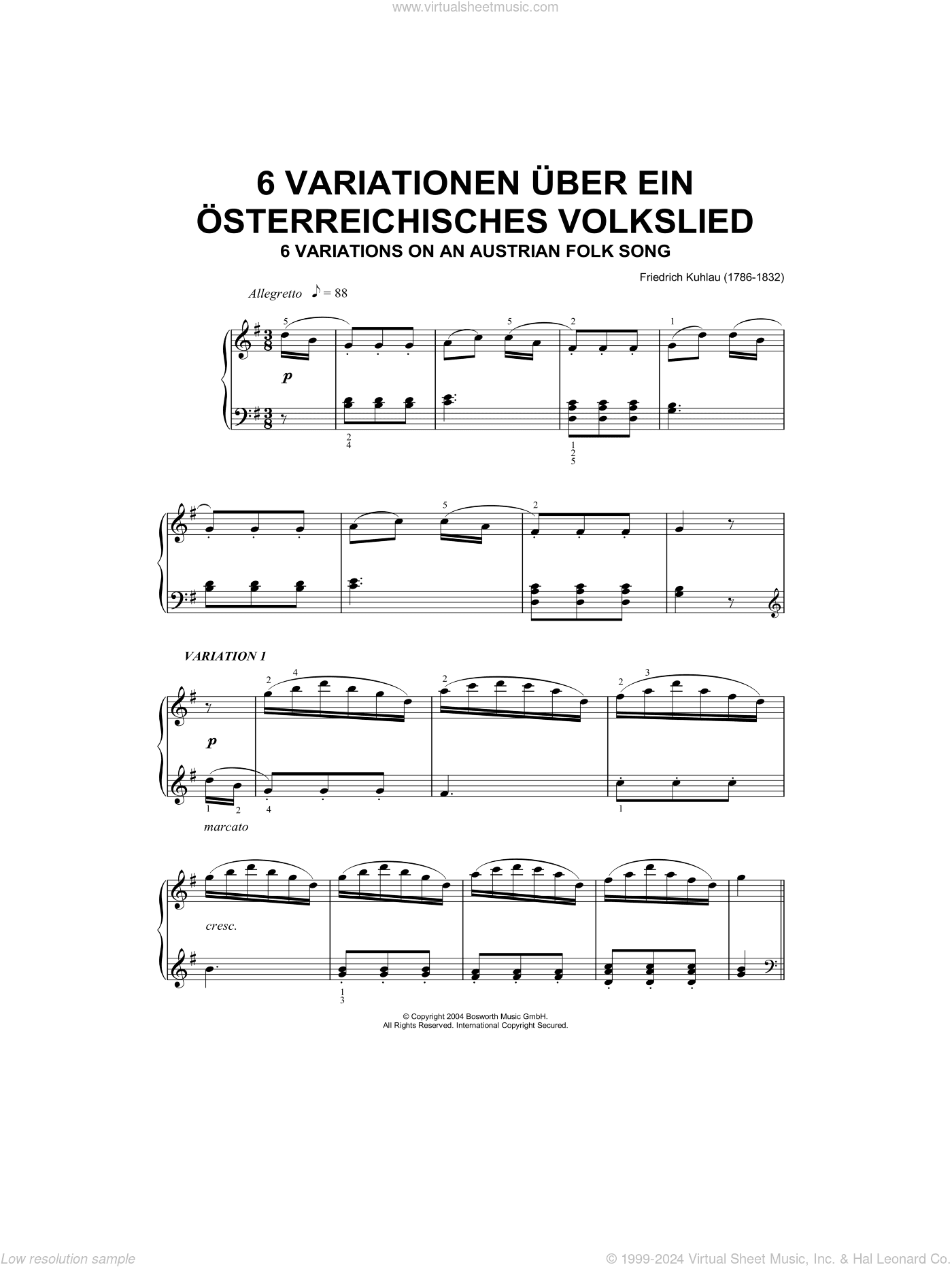 Six Variations On An Austrian Folk Song