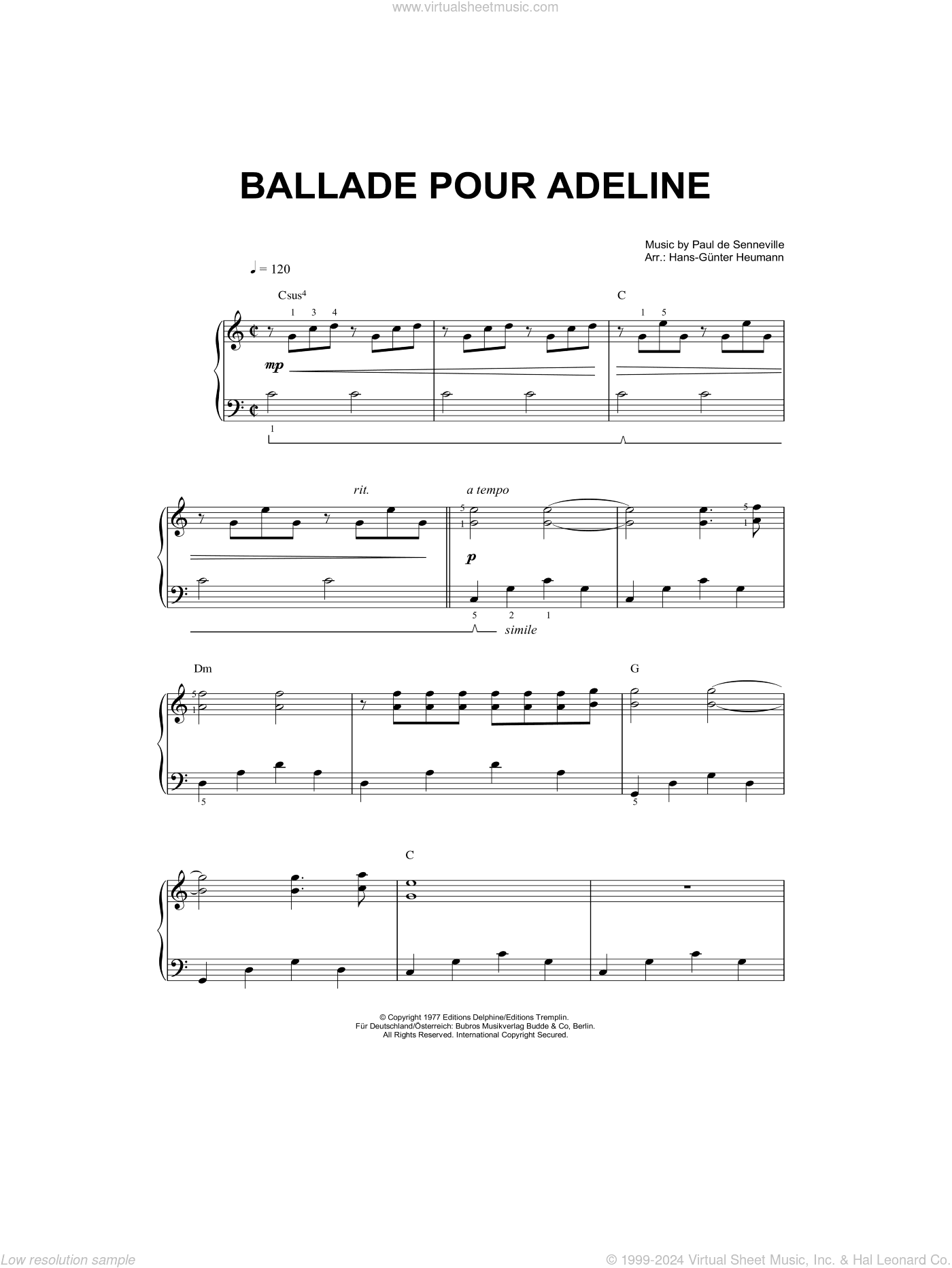 Ballade Pour Adeline (arr. Hans-Gunter Heumann)