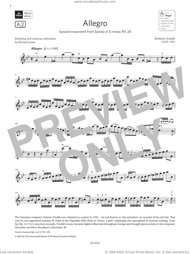 Allegro (Grade 6, A2, from the ABRSM Violin Syllabus from 2024)