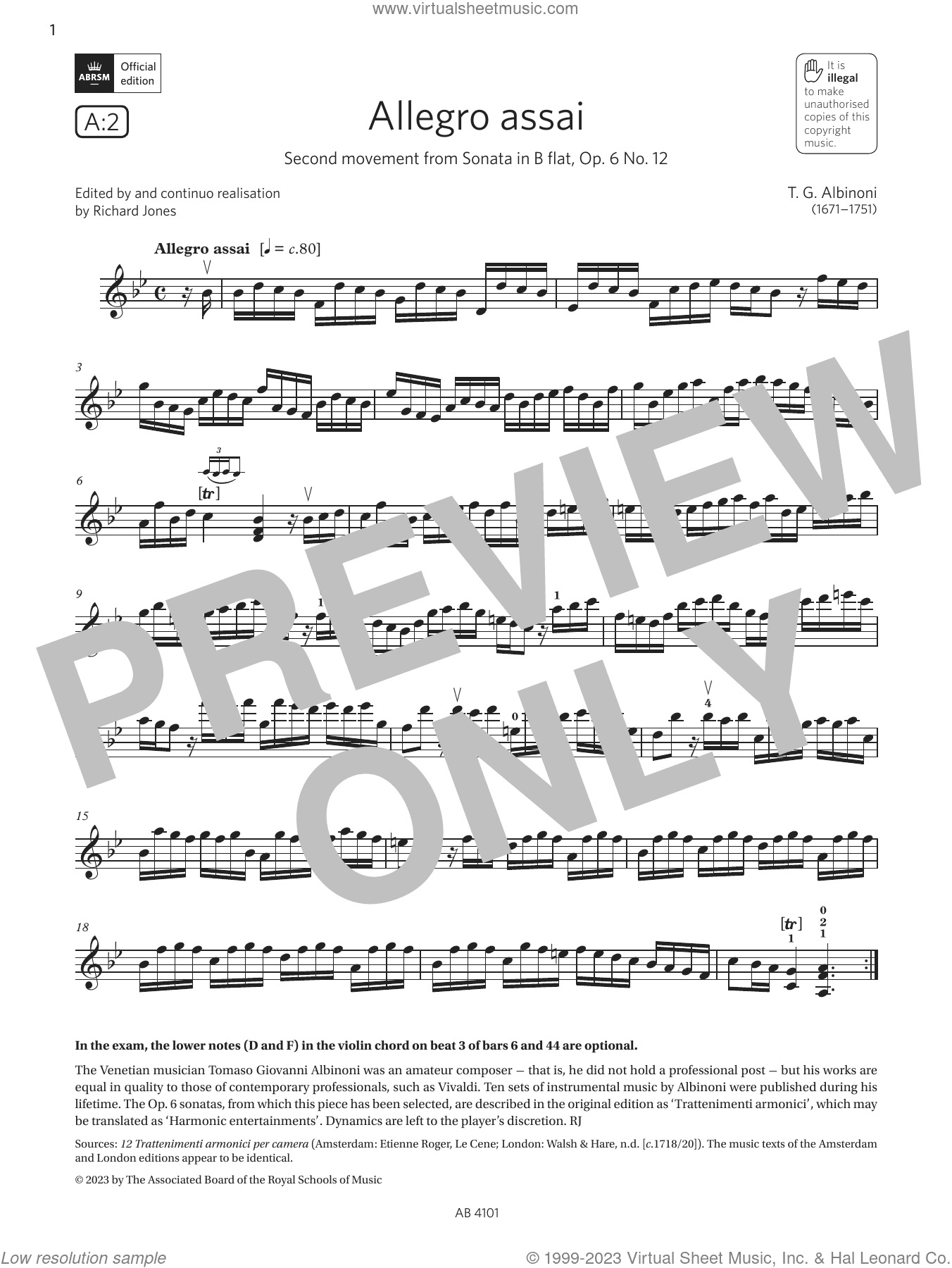 Allegro assai (Grade 7, A2, from the ABRSM Violin Syllabus from 2024)