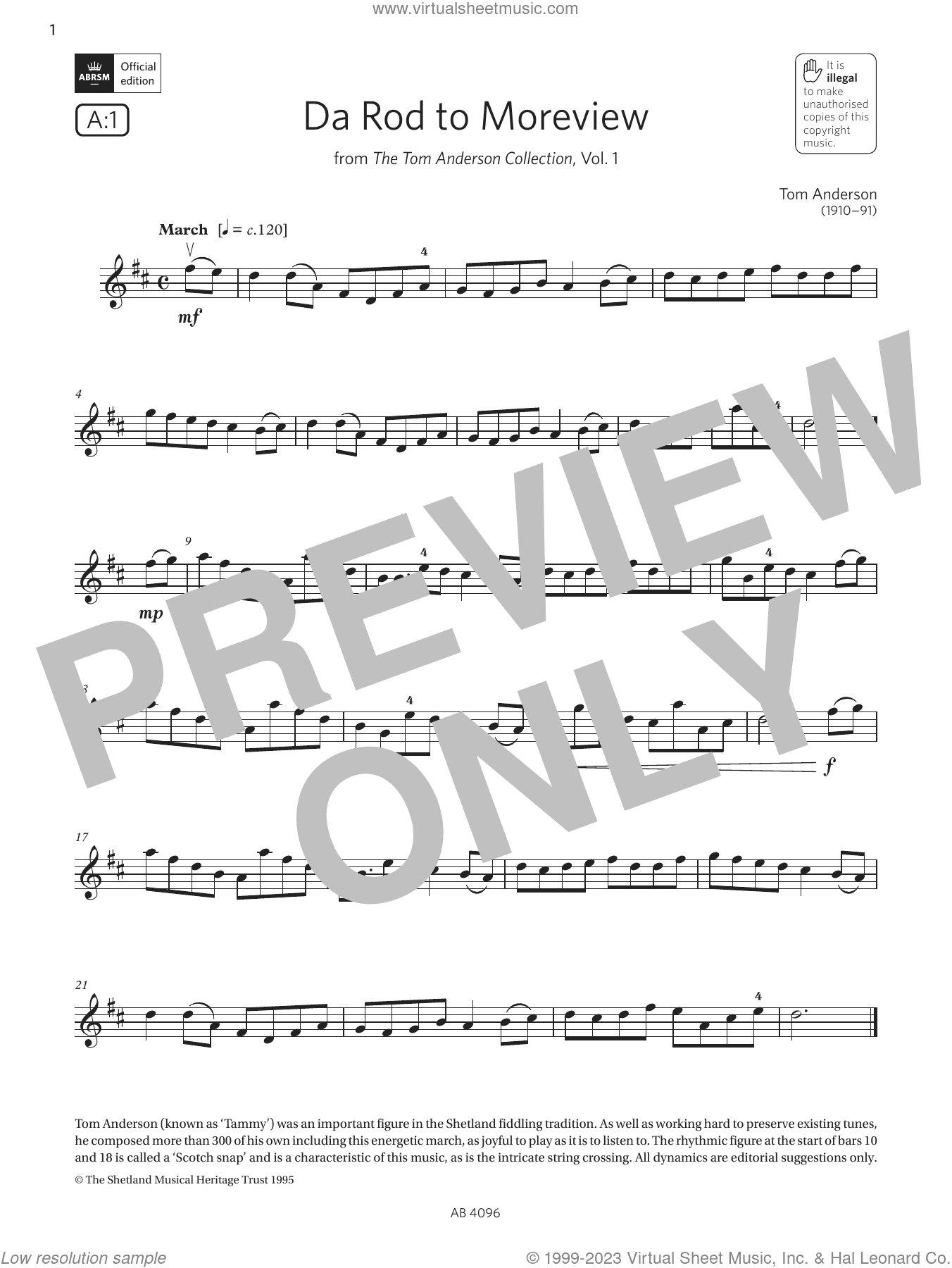Da Rod to Moreview (Grade 2, A1, from the ABRSM Violin Syllabus from 2024)