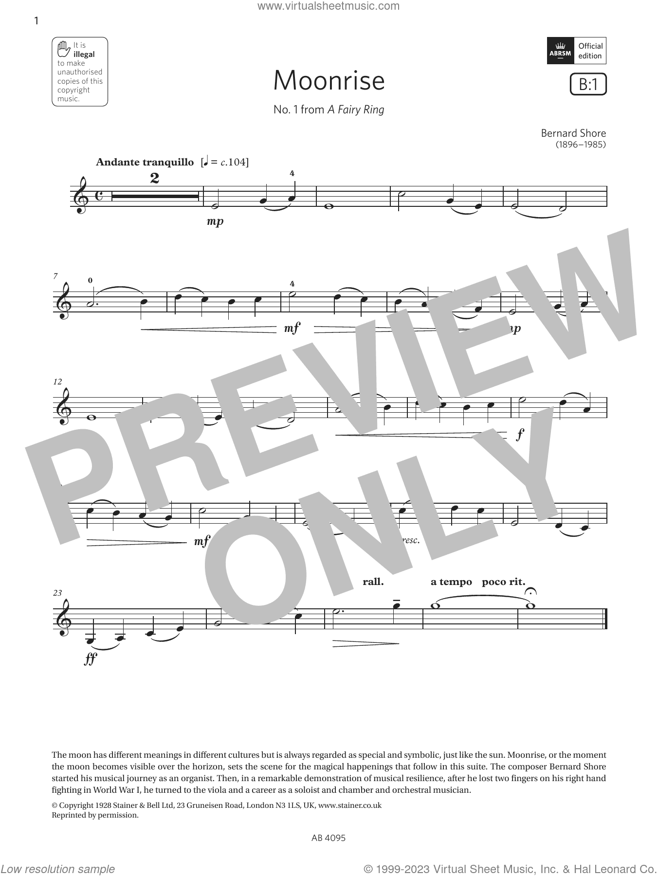 Moonrise (Grade 1, B1, from the ABRSM Violin Syllabus from 2024)
