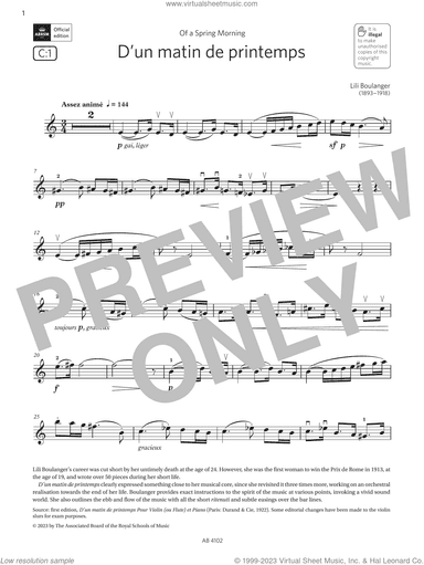 D'un matin de printemps (Grade 8, C1, from the ABRSM Violin Syllabus from 2024)